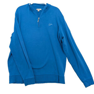 Peter Millar Shirt Mens Large Blue Henley Long Sleeve Pima Cotton Sweater‎ Golf